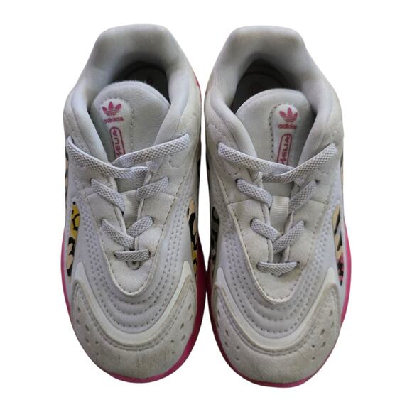 Adidas Ozelia Ftwr White Magic Pink Shoes SZ 9K Sneakers Camo Striped - Picture 2 of 5